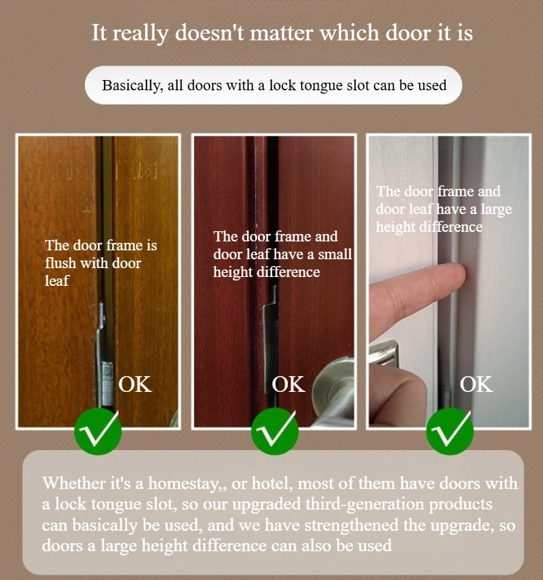 1 قطعة قفل الباب المحمولة أقفال باب الفندق الدفاع عن النفس توقف الباب للفندق السفر الدفاع عن النفس قفل الباب مكافحة سرقة قفل الباب #6