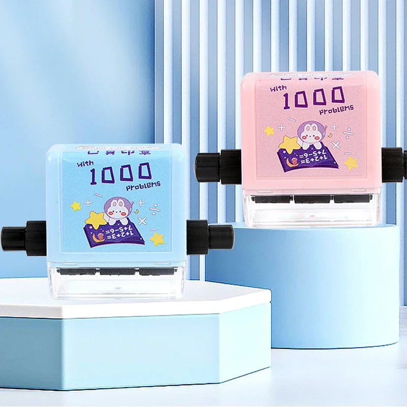 1000 Questions Teaching Stamps 3 Rows of Rollers Math Roller Stamp Operational Teaching Tools for Kids