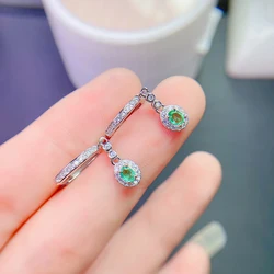 Natural emerald earrings for women silver 925 jewelry luxury gem stones 18k gold plated free shiping items
