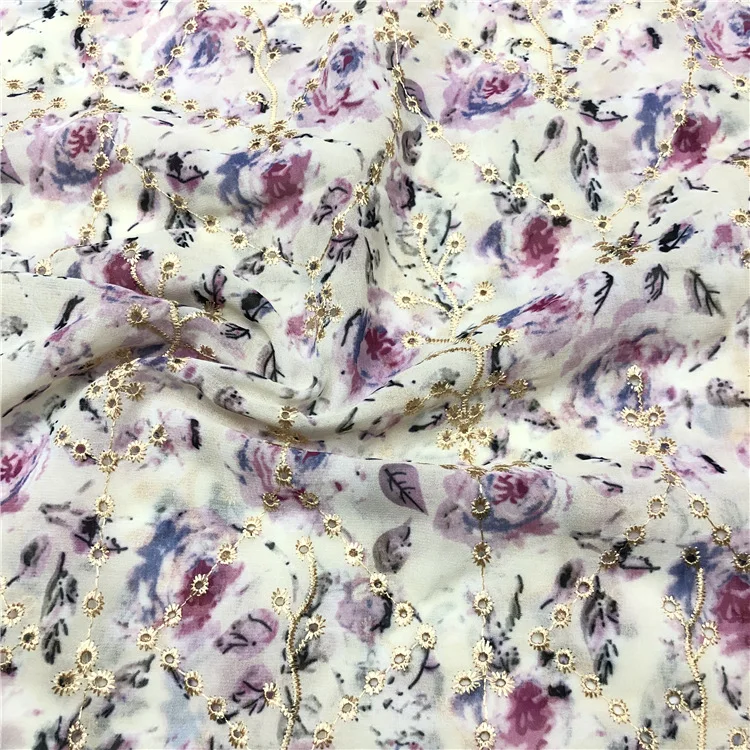 Французский высококачественный шифон с вышивкой, модная африканская ткань с принтом и выдолбленной разноцветной кружевной вышивкой.