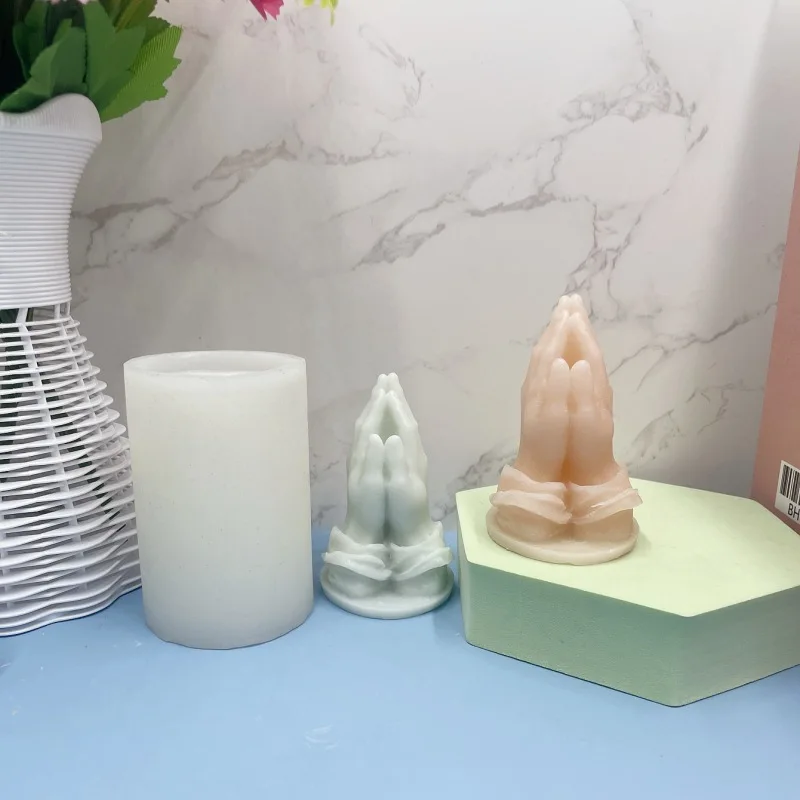 Hands-On Prayer Aromatherapy Candle Silicone Mold Gesture Plaster Epoxy Resin Decorations Mold