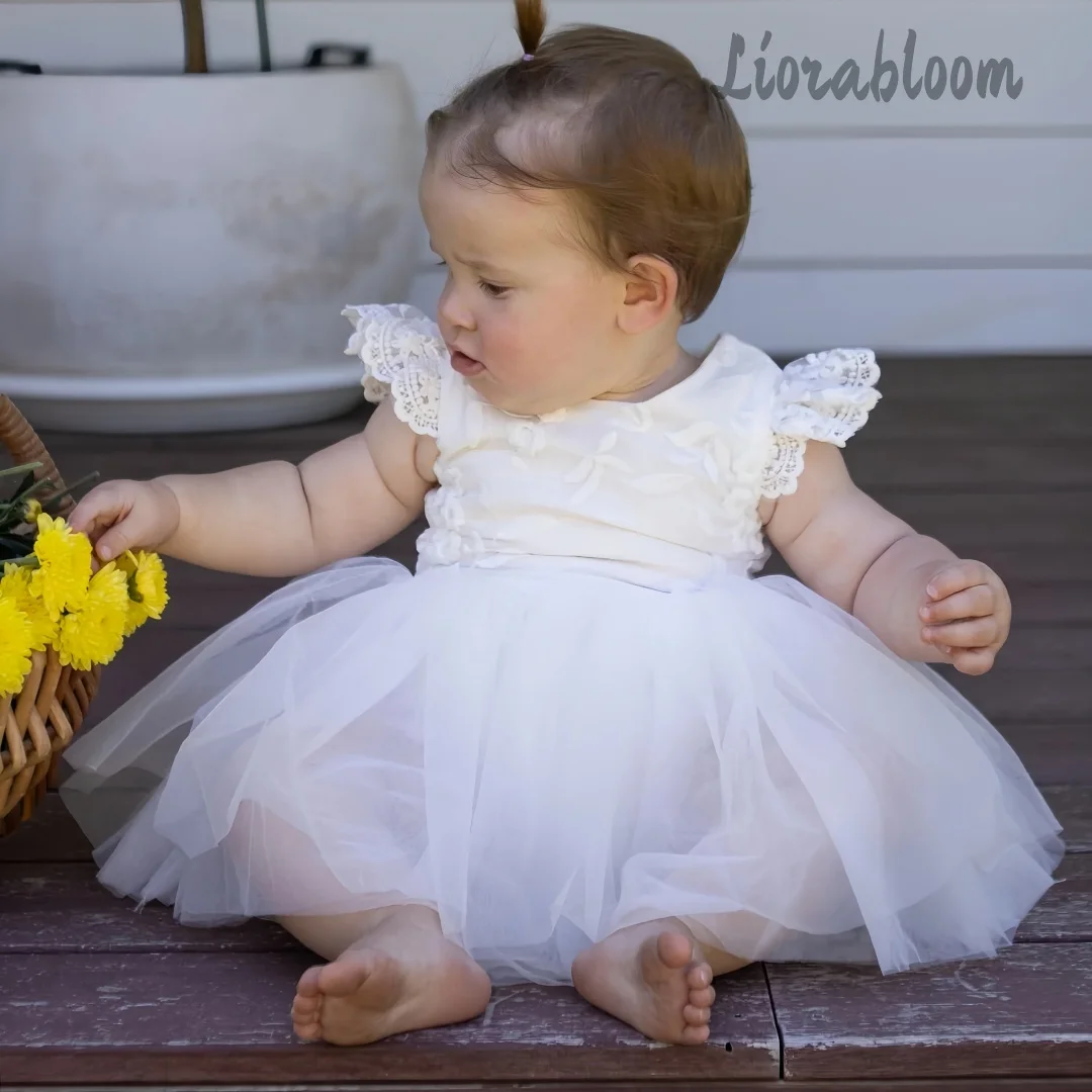 Abito da Cerimonia Personalizzato per Ragazze, Vestito in Pizzo e Tulle, Abito da Damigella, Abito da Festa Nuziale per Donne