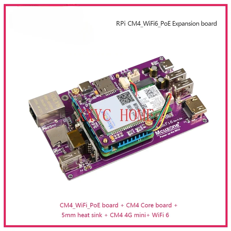 

CM4_wifi6_PoE expansion board PCIE M.2 intel AX200 AX210 bluetooth HDMI CSI1 USB-C 4G Wi-Fi6E case router