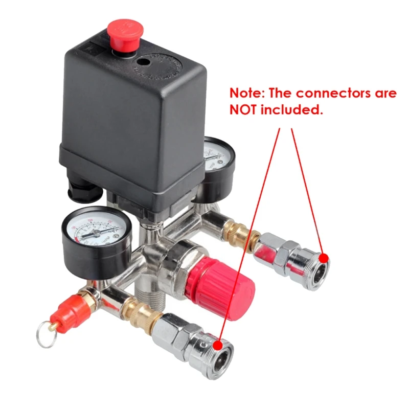 

X59A_Air Compressor Pressure Check Gauge Air Valve Manifold Silent 175Psi