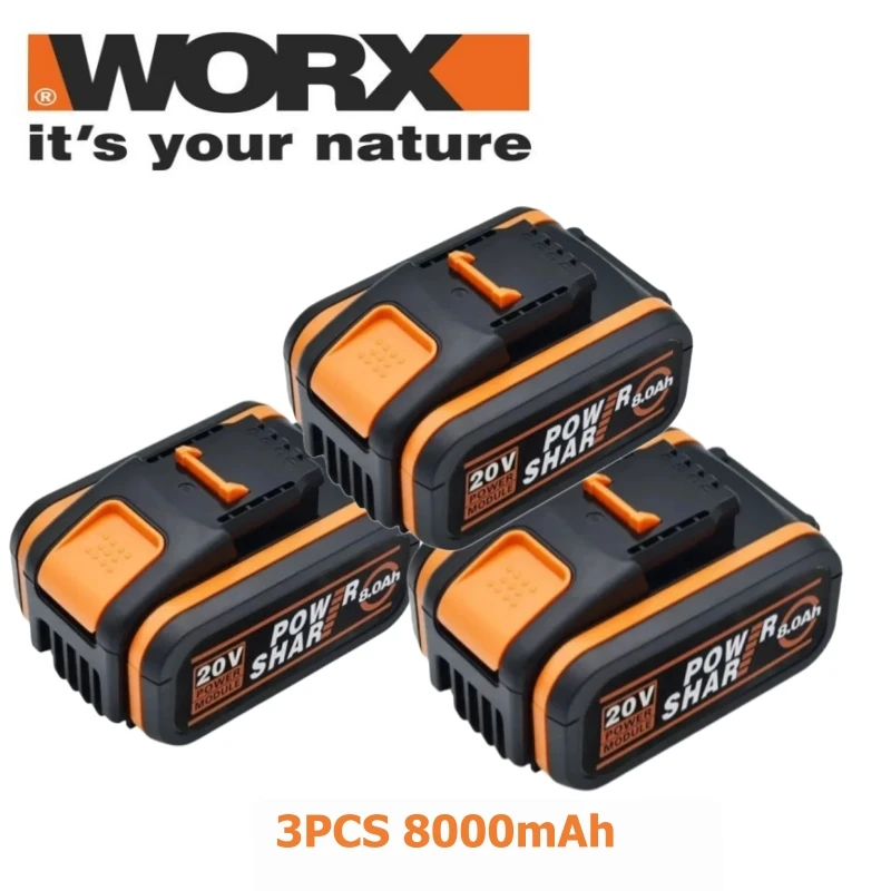 FOR WORX Tool - Original 20V 4.0/6.0/8.0Ah Lithium Battery WA3553 WA3551 WA3553.1 WA3572 WX390 , Rechargeable