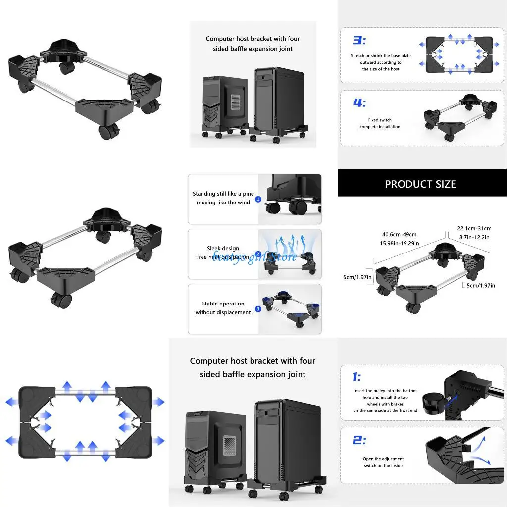 

C7AB Extendable Desktop Tower Rack Four Sideds Panel for Various Size Heat Dissipation