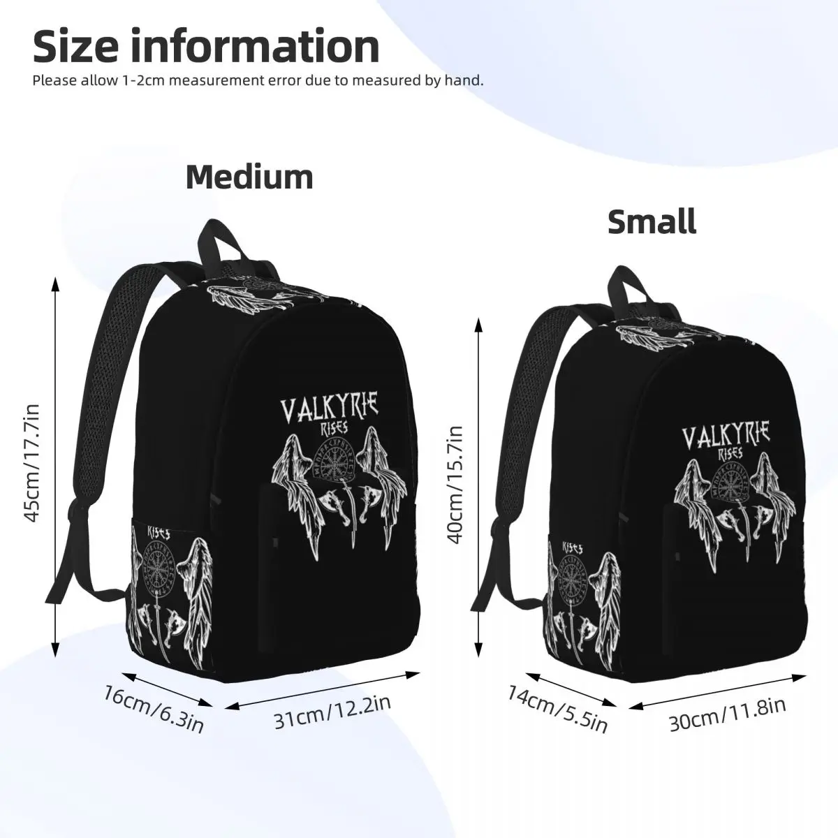 Ladies Valkyrie Valkyrie Viking Valhalla Odin Fighter Gift Backpack Daypack Large Capacity Kids BookBag School Bag Shoulder