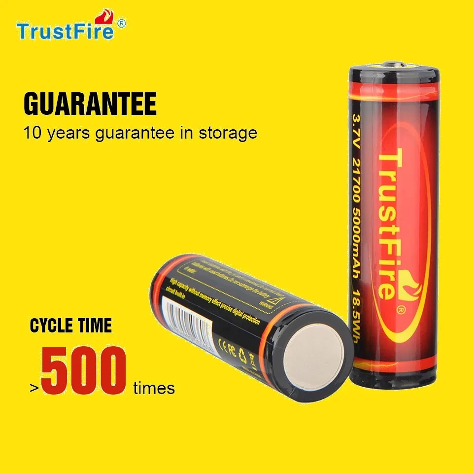 TrustFire 21700 Lithium Battery 3.7V 5000mAh Rechargeable Li Ion Batteries For MC3 T40R T21R T90R Flashlight Toys Battery