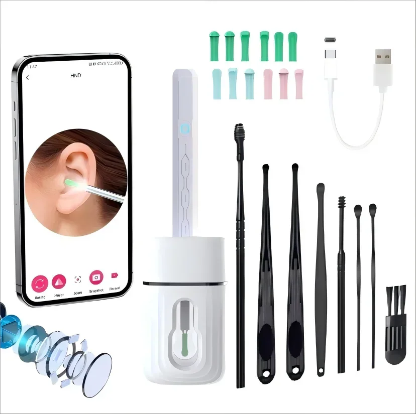 

Earwax Remover Cleaning Tool Ear Endoscope with Mini Camera USB C Charging Earpick Health Care Set Smart Visual Ear Cleaner