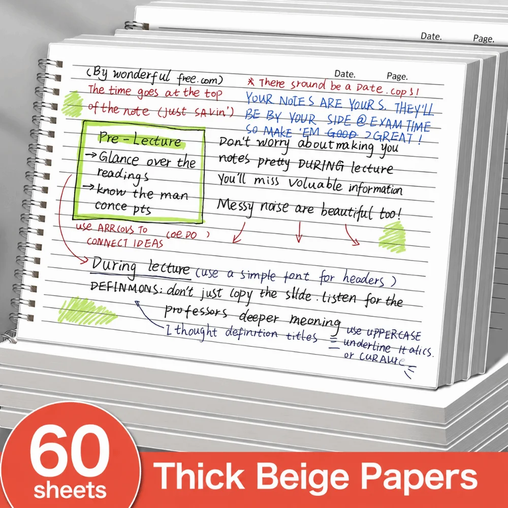 Multi-functional B5 Notebook Side-Bound Double Spiral Spiral Notebook 60 Sheets Journal School Office
