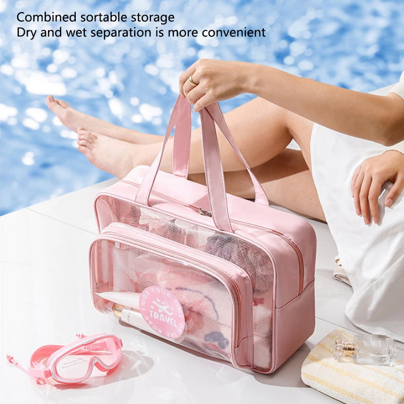 Wet &Dry Separation Swimming Storage Bag Waterproof Toiletry Cosmetic Bag Portable Gym Bag Large Capacity Bath Bag