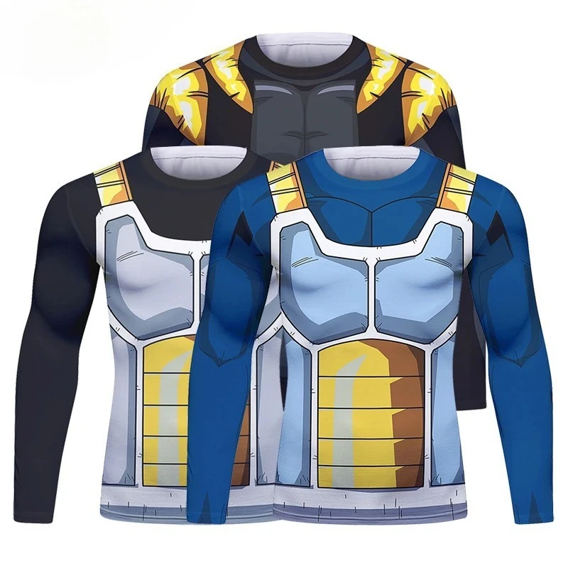 

Anime Dragon Ball Z 3D Printing Super Saiyan Son Goku Sports Long Sleeves T-shirt Top Men Motion Tight Fitting Clothing Cos Gift