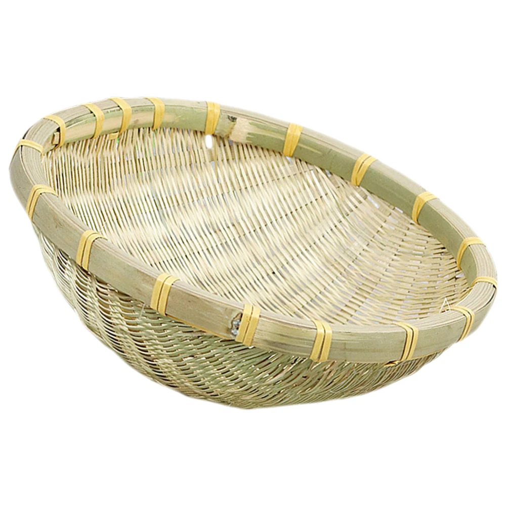 

Bamboo Basket Woven Storage for Home Office School Smooth Surface Fruit Snack Jewelry Storage Sundries Holder Desktop