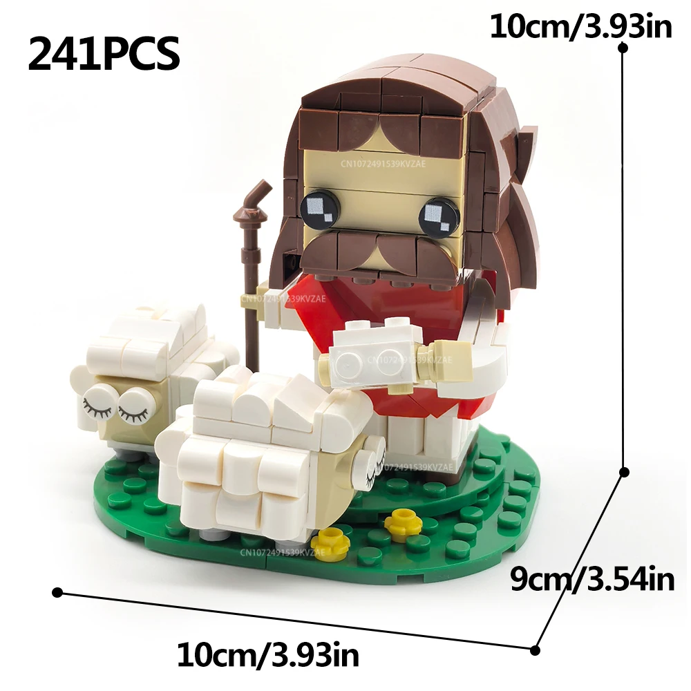 MOC Christianity God Shepherd Cross Building Block Easter Day Jesus Bricks Lamb Assemble Toys Creative Educational Toys Gift