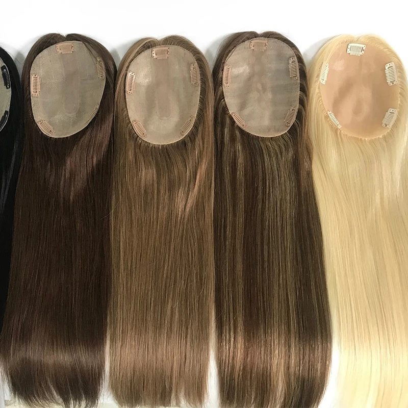 Hot Sell China Wig Silk Base Indian Real Remy Human Hair Extensions Topper Silk Base for Women