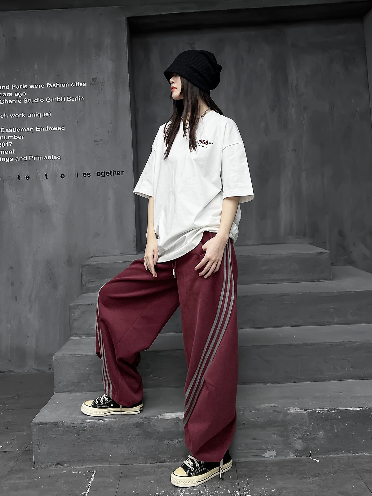 

Cool Sle Women's Faion Set Summer 2026 ort Sve T-irt Wide Leg Pants Two Piece Set Streetwear Stripe Pattern