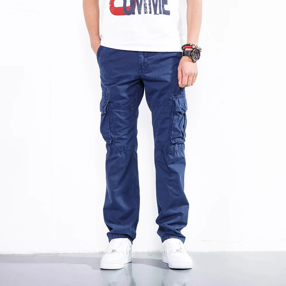 6 سراويل البضائع متعددة الجيوب سراويل الرجال عادية الخريف القطن أسود أزرق كاكي الجينز العسكري السراويل التكتيكية للرجال الملابس