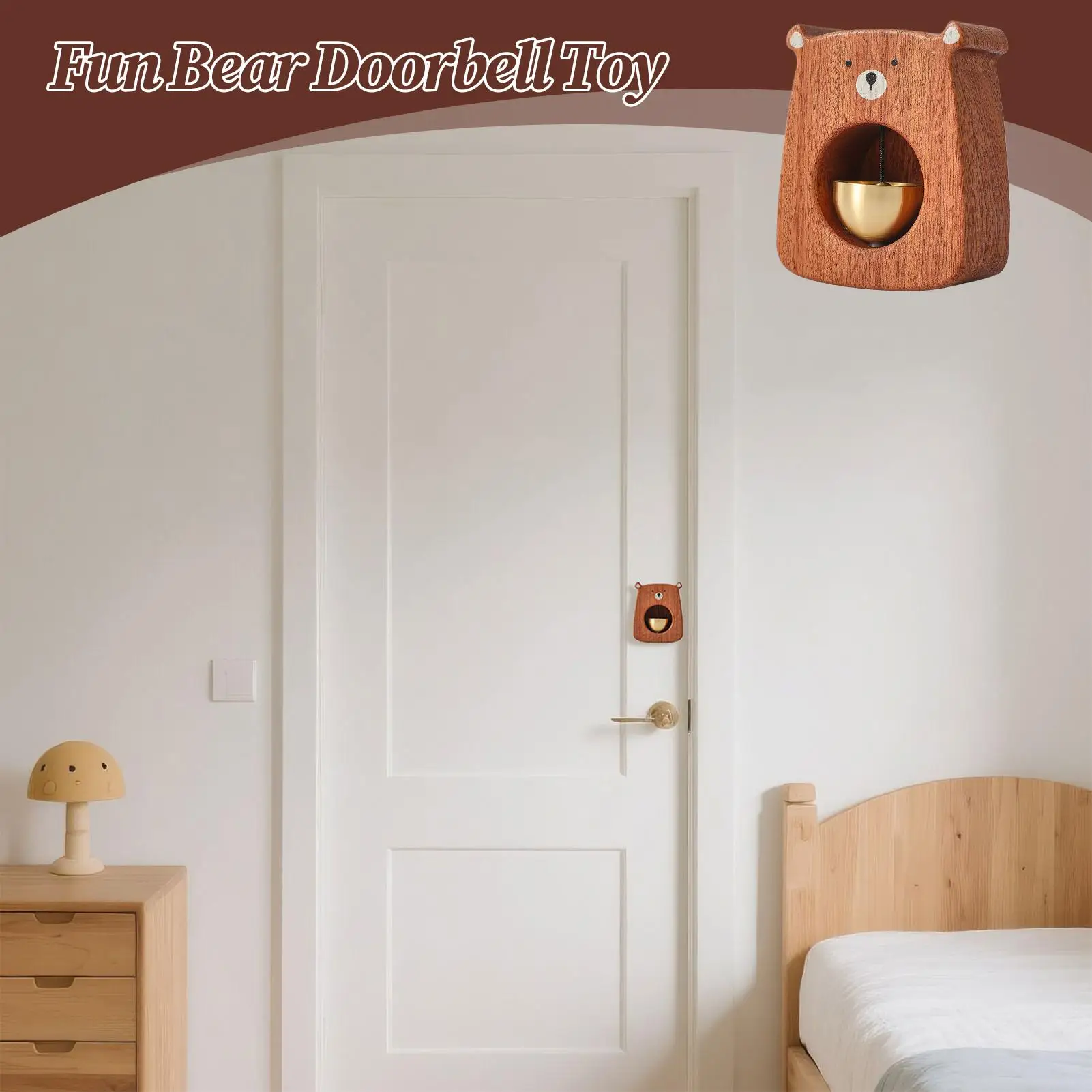 Houten beer deurbel met helder geluid Schattig tafelblad deurbel ornament interactief speelgoed voor kinderen klaslokaal woondecoratie cadeau