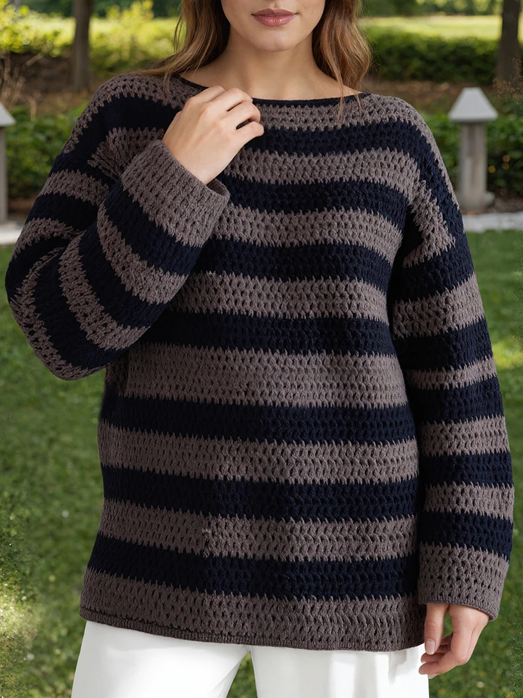 

2025 ZANZEA Autumn Winter Knitted Sweater Slash Neck Long Sleeve Sweaters Stlyish Women Pullover Casual Loose Jumpers Oversize