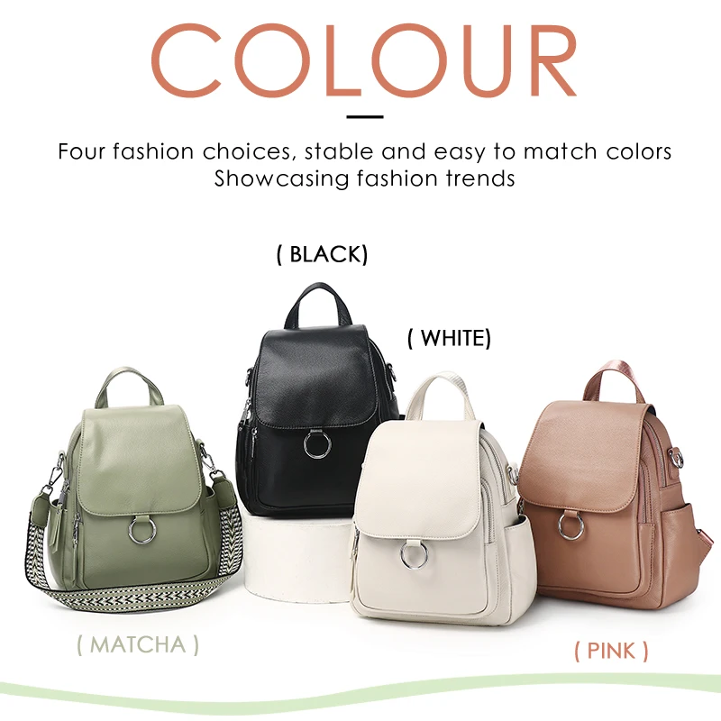 Women Full Grain Cowhide 3-in-1 Backpack Crossbody Shoulder Bag Fits iPad for Work Travel