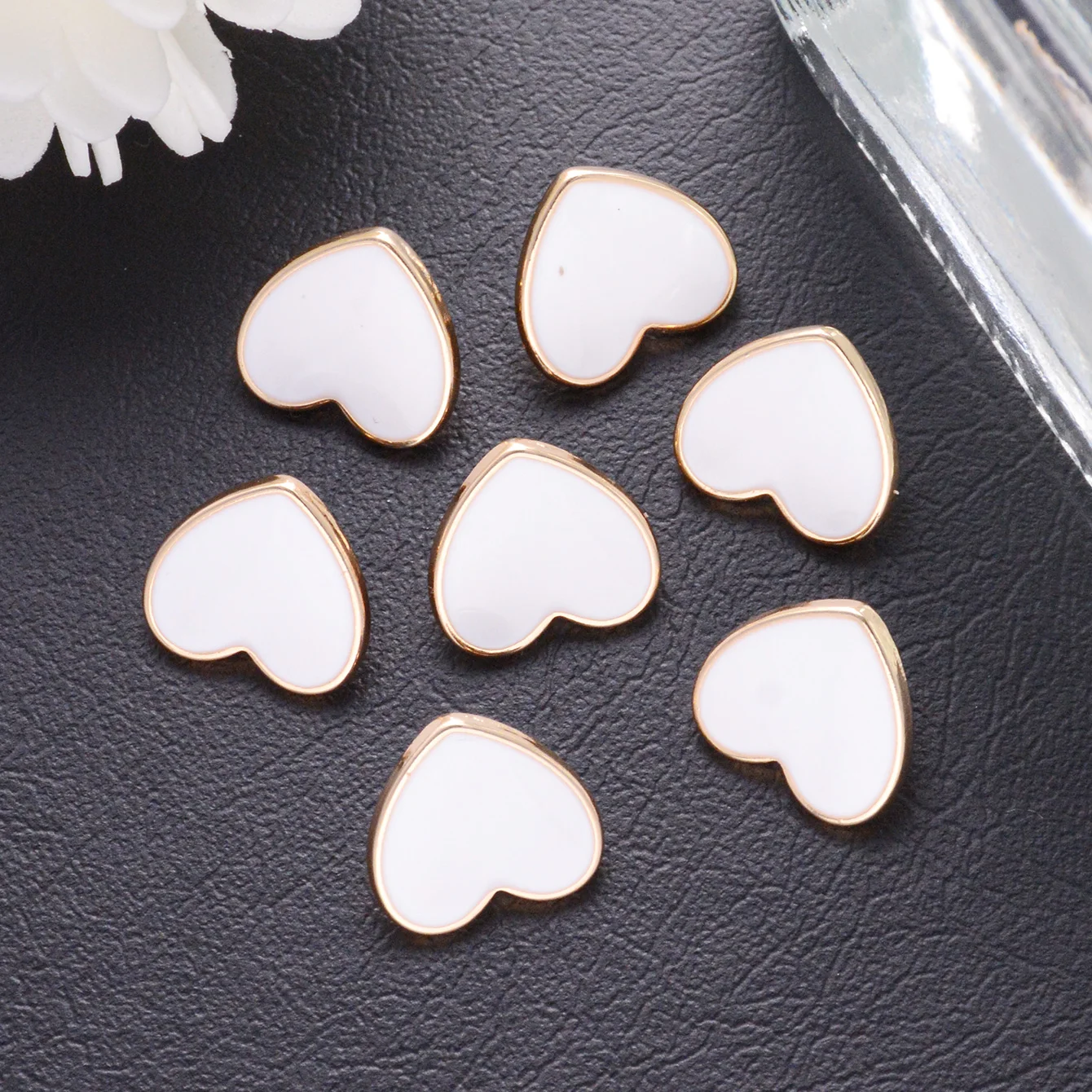 10pcs 10/12mm Cute White Heart Bottom Gold Buttons DIY Sewing Craft For Cardigan Shirts Hearts Buttons Dress Decor