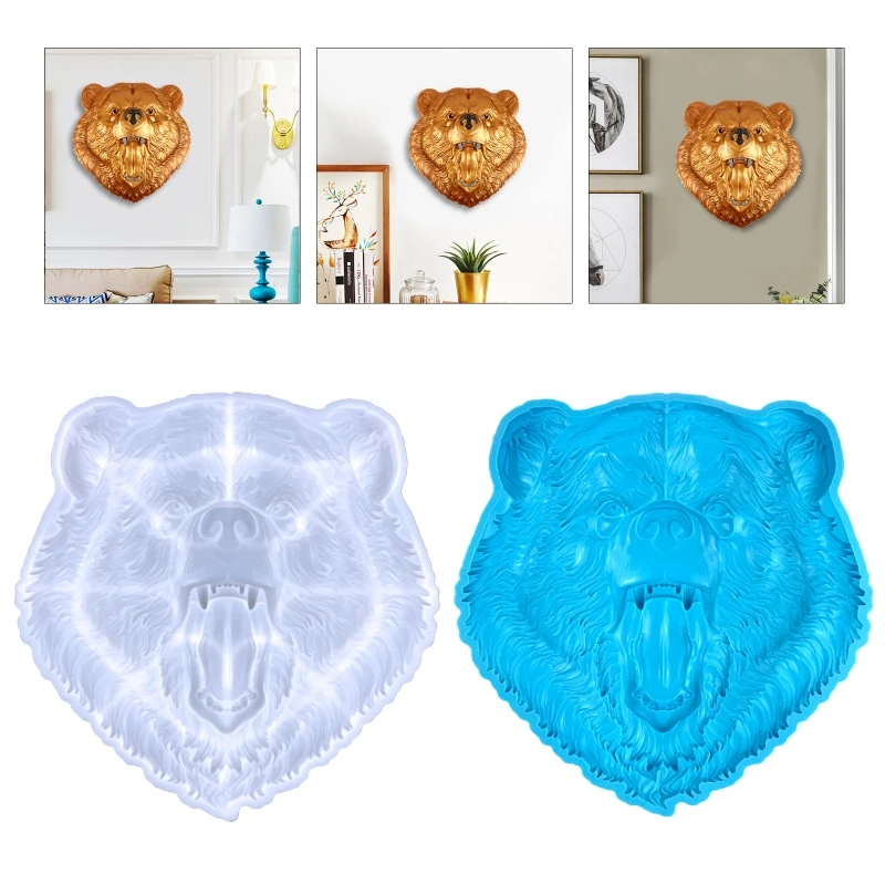 Animal Resin Epoxy Molds Wild Bear for Head Silicone Molds Wall Desktop Cabinets