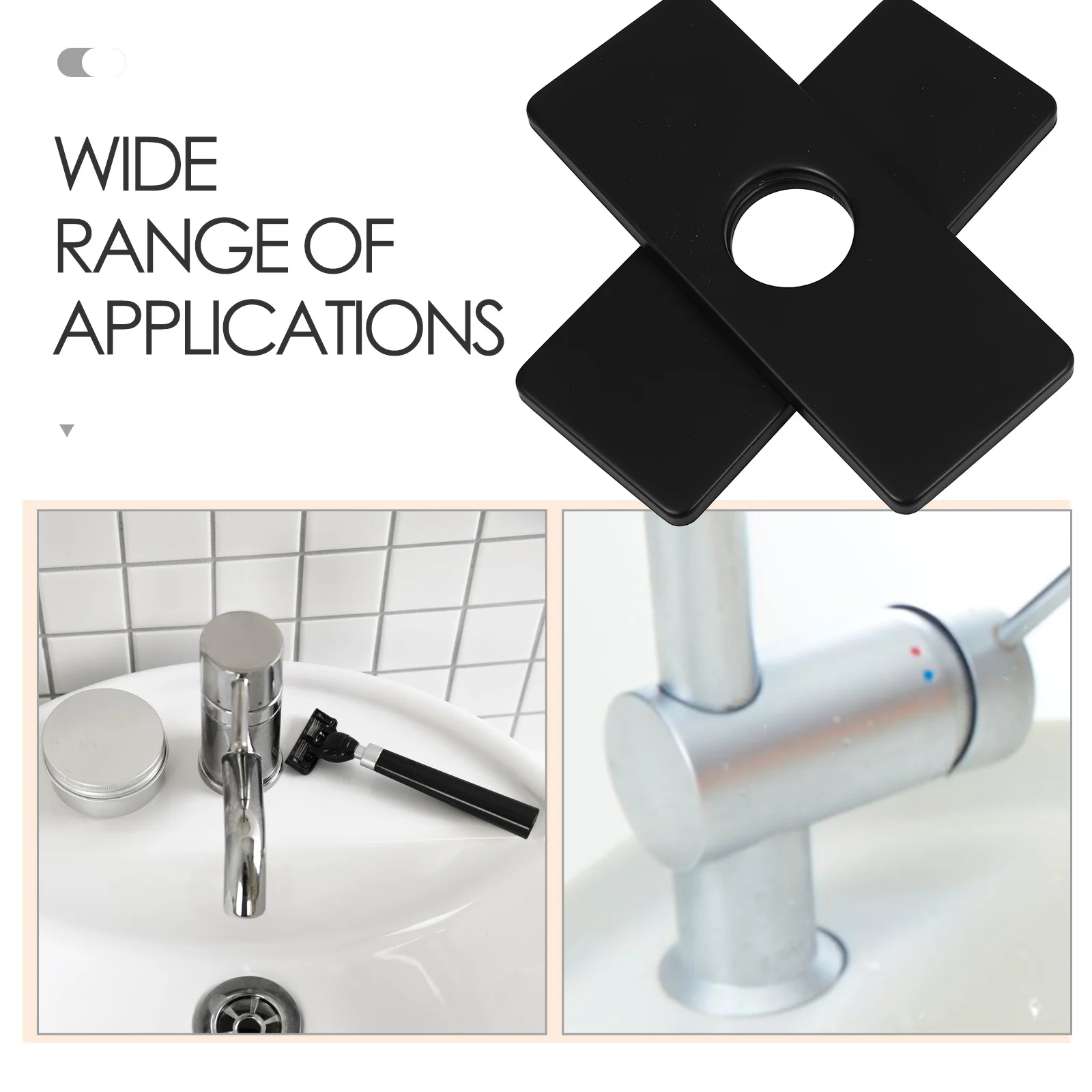 2 قطعة مياه الحنفية قاعدة الزخرفية لوحة الفولاذ المقاوم للصدأ الأسود مستطيلة غطاء ثقب الحوض للحمام المطبخ صنبور سطح السفينة