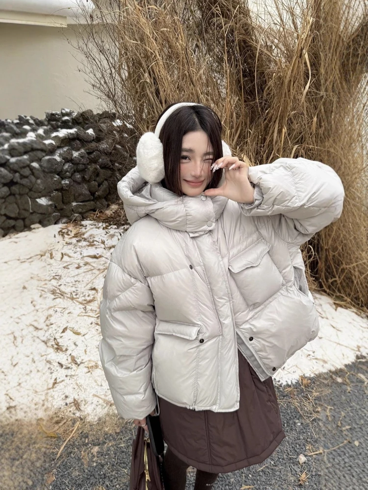 

Новые зимние универсальные короткие пуховые пальто с капюшоном, женская куртка-пуховик с белой уткой, утепленная теплая куртка-пуховик Parker, свободная верхняя одежда больших размеров