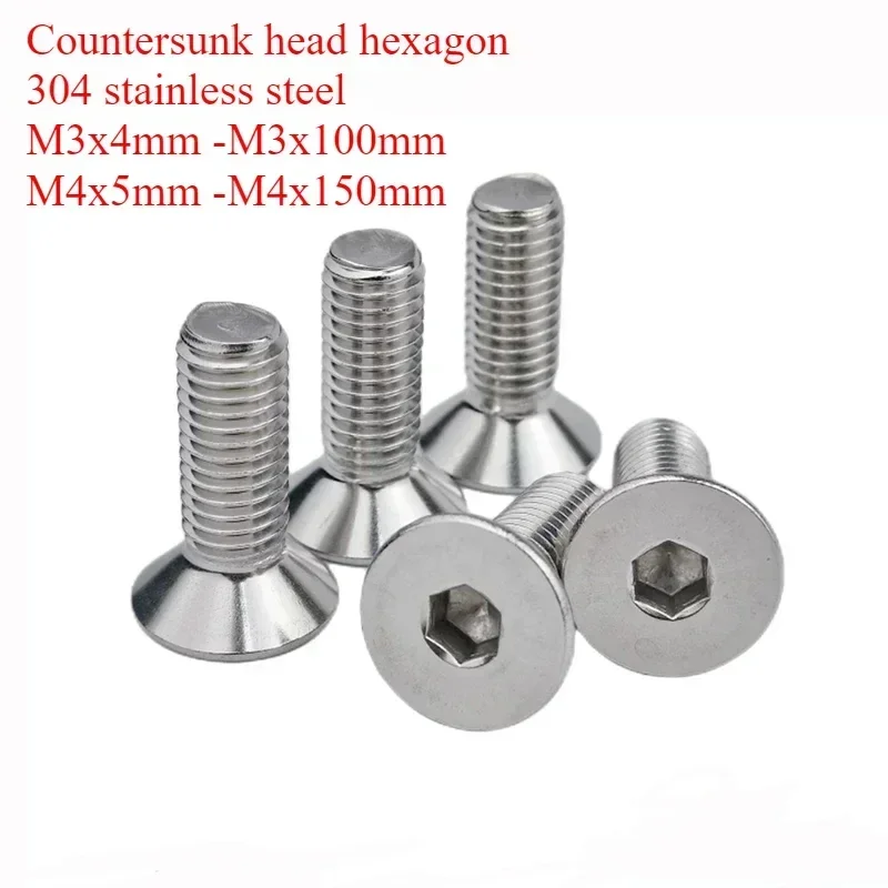 

Flat Head Machine Screws M3 M4 Inner Hex 304 Stainless Steel Fasteners Bolts M3x4 M3x5 M3x6 M3x8 M3x10 M3 X12 4-140MM nutrunner