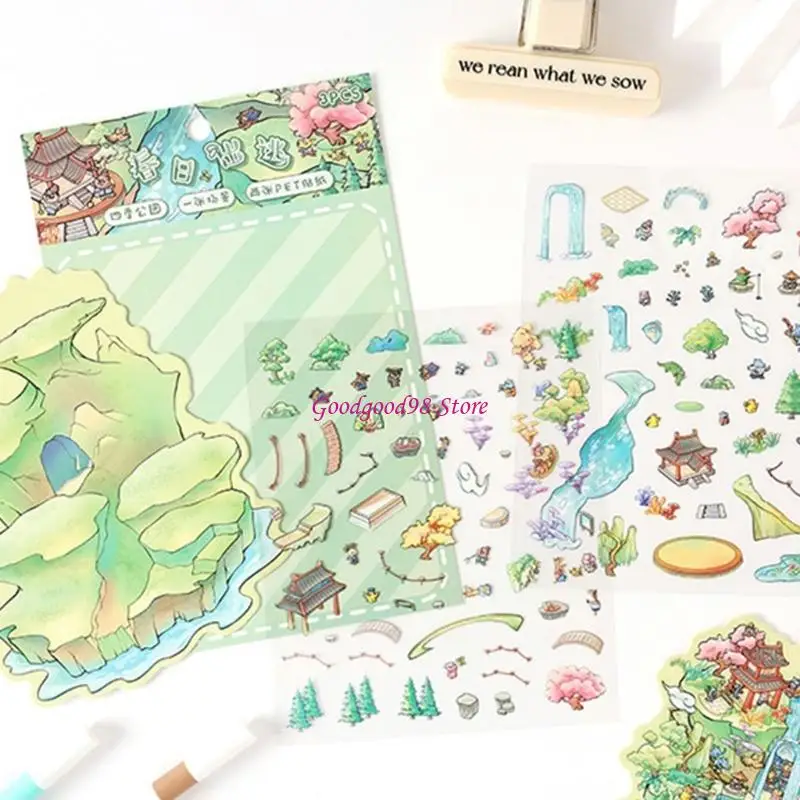 

Яркая 3D-наклейка с живописным парком, осенне-зимние темы, долговечная многоразовая отделка стен