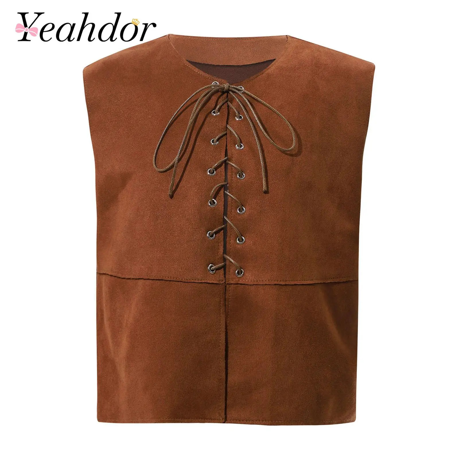 Kids Boys Gothic Pirate Costumes Medieval Renaissance Vest Halloween Party Lace-up Sleeveless West Cowboy Steampunk Waistcoat