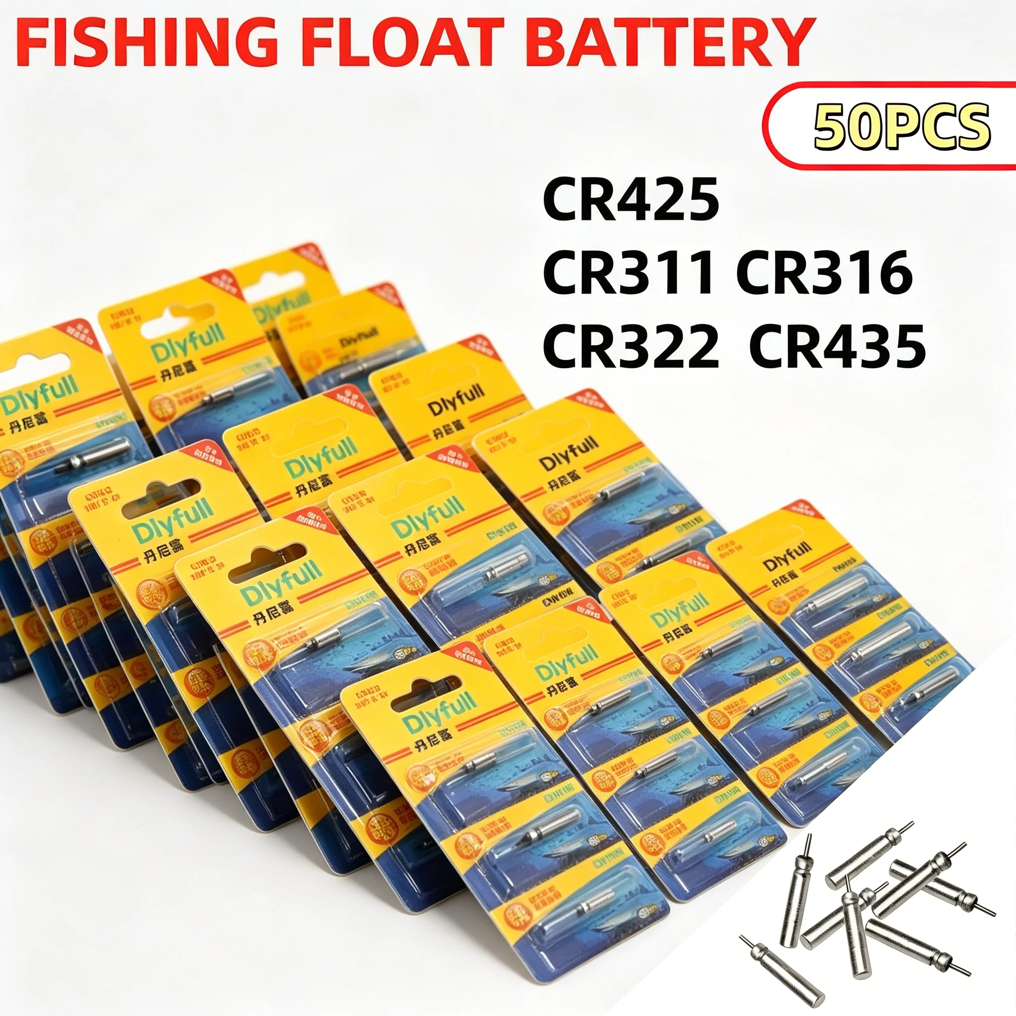 50PCS CR425 CR311 CR316 CR322 CR435 Long Lasting 3V Lithium Pin Battery for LED Luminous Fishing Floats