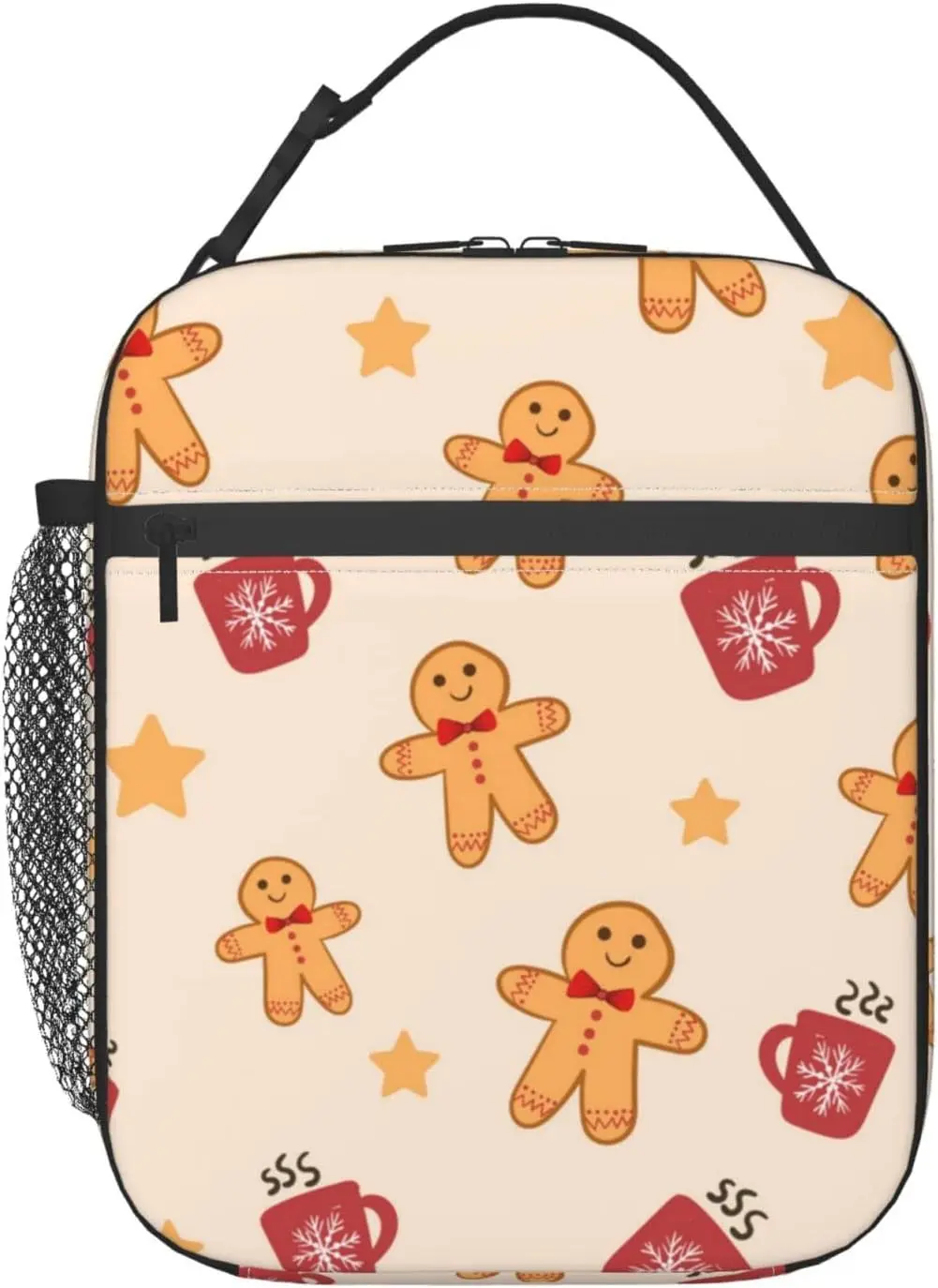 Christmas Gingerbread Insulated Lunch Bag, Lunch Box for Office Travel, Meal Tote Bag for Women and Men