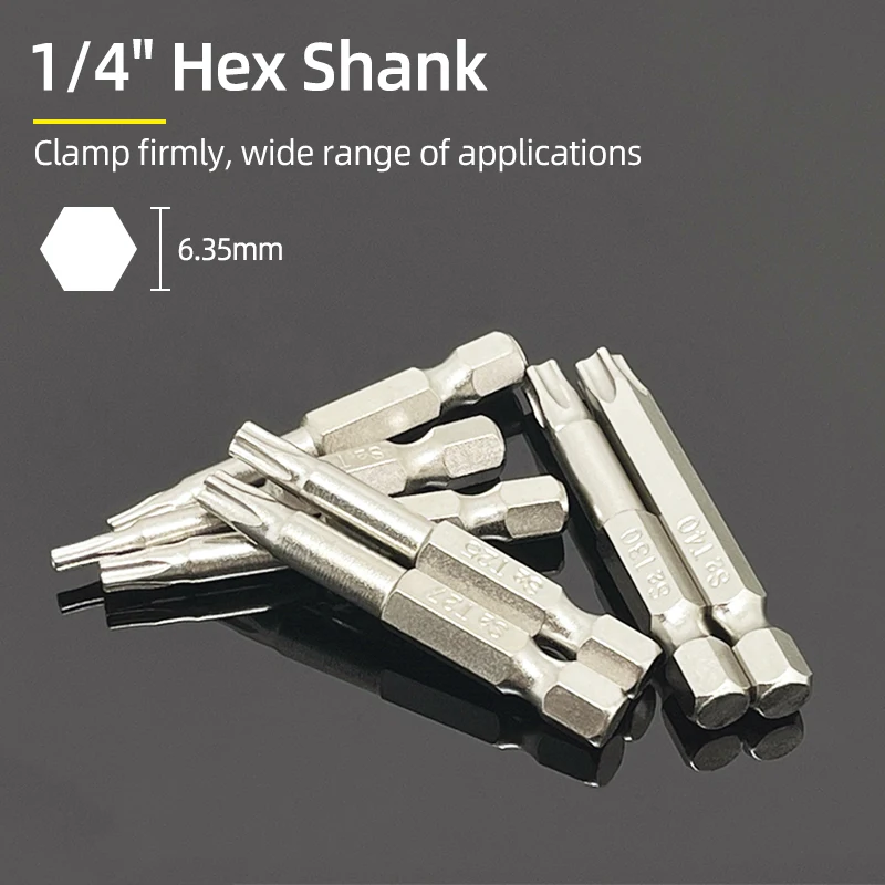 Pentacle Star Screwdriver Bits Set 1/4 Hex Shank Five-Point Torx Screw Driver Bit S2 Steel Magnetic T10-T40 50mm For Power Tools