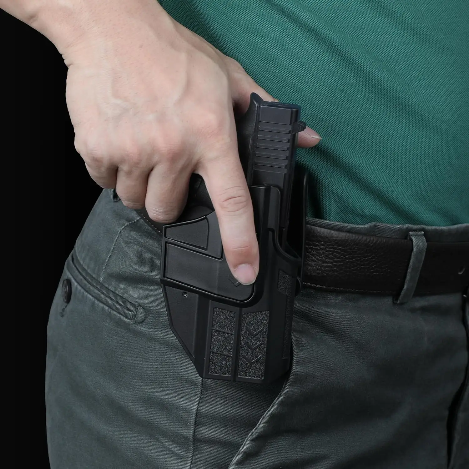 Right-Handed Pistol Holsters 43x Mos 43 x 48 MOS Optic Carry OWB Outside Waistband Gun Holsters with Quick Release Button