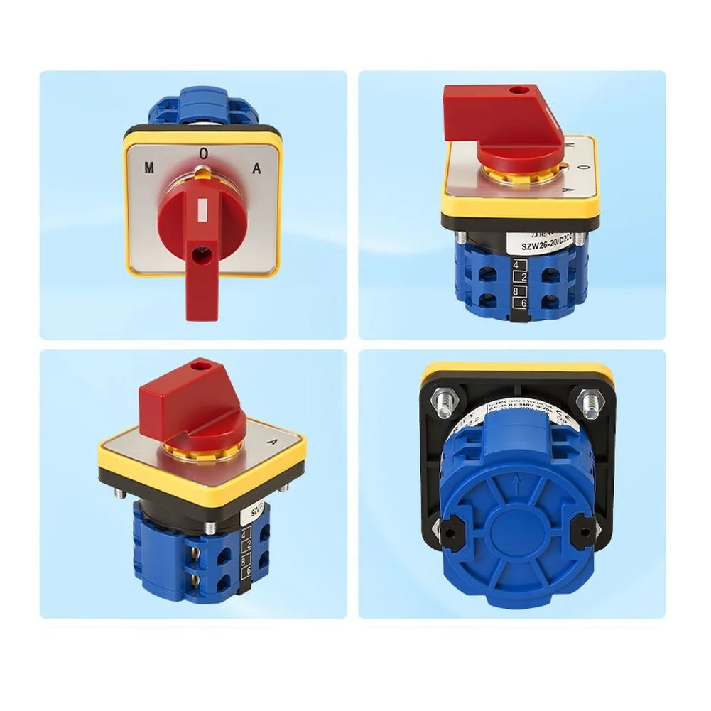 SZW26 20 D202.2HH Rotary Changeover Switch 3 Pos 2P With 41.5 x 29.5 x 33.5 mm Dimensions Red Flame Retardant Body