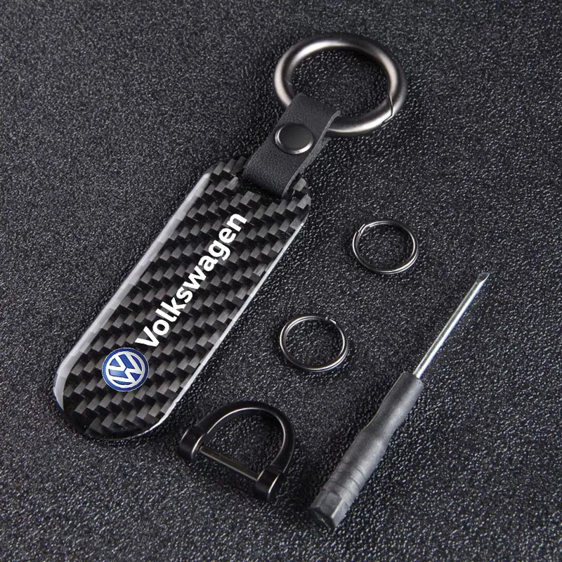 1Pcs Carbon Fiber Key Chain Car Key High Grade Keyring For VW GTI Polo Golf Passat Tiguan Arteon Touareg Taigo Caddy Jetta