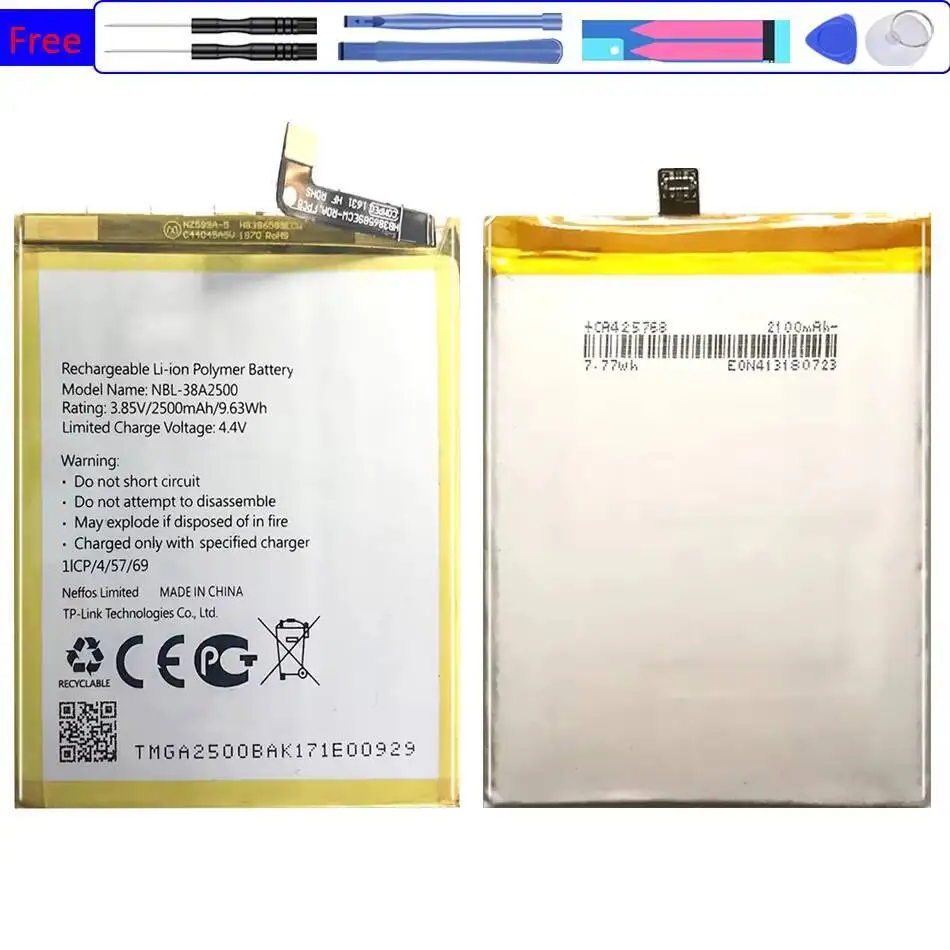 

Reliable Replacement Mobile Phone Battery Nbl-38A2500 For TP-Link Neffos X1 Lite TP904A TP904C 2500Mah