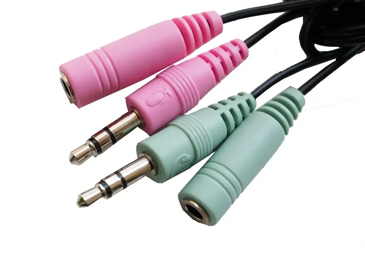 V-MOTA-Cable de extensión de Audio para auriculares, 2 enchufes, 2 conectores, 3,5mm, para tarjeta de sonido, Gaming de ordenador, 1,5 metros/4,9 pies