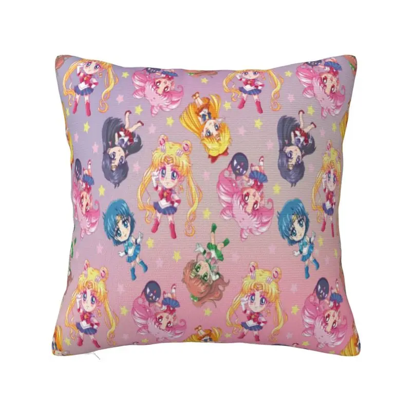 Custom Crystal Team Pattern Modern Pillow Cover Sailor Moon Cushions Cover for Sofa