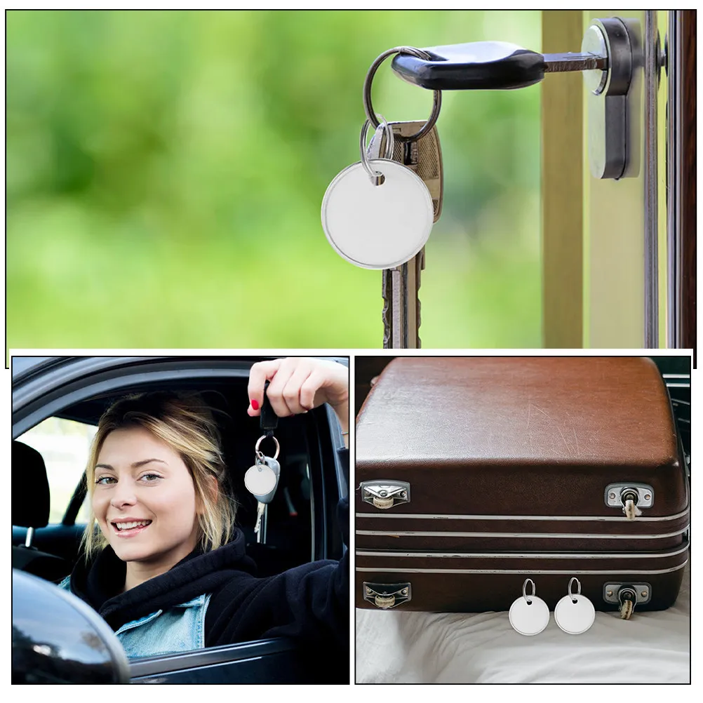 80Pcs Blank Metal Key Tags Round Pendant Style with Strong Split Rings Versatile for Keys Labeling DIY Projects Key Name Tags