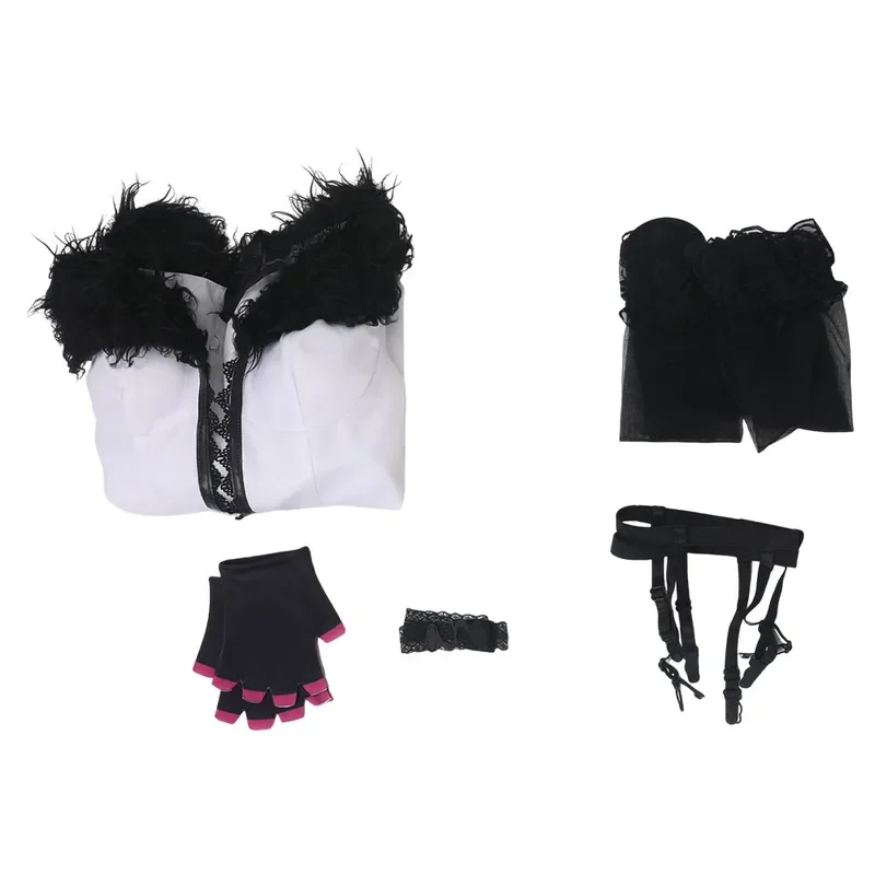 Setelan Cosplay wanita dewasa, kostum permainan Anime Tekken8 putih mewah Set pesta karnaval Halloween menyamar
