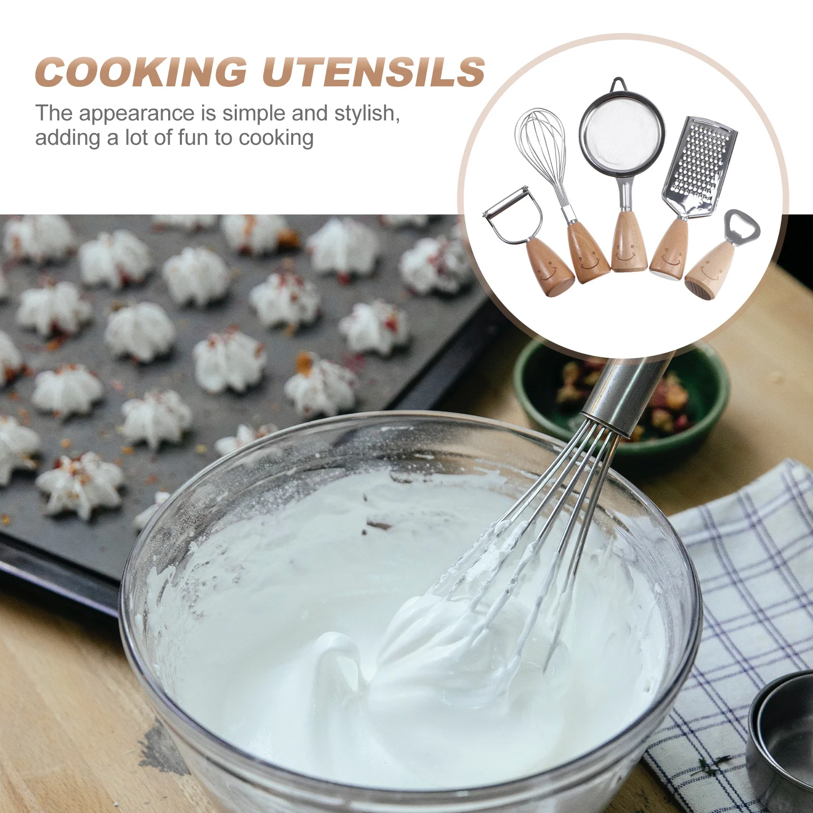 

5Pcs Kitchenware Combination Set Stainless Steel Cooking Utensils Wine Opener Peeler Grater Strainer Kitchen