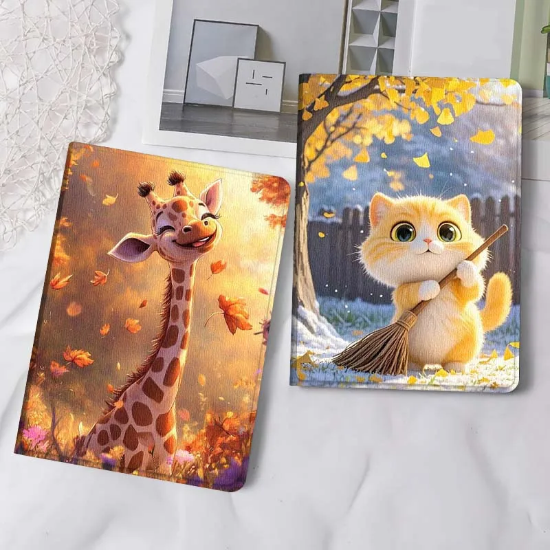 

Cat Giraffe Art Cute Gift For iPad Pro Air Mini 2 3 4 5 6 7 6th 7th 10th 11th 10.2 9.7 10.5 11 Foldable Tablet Case
