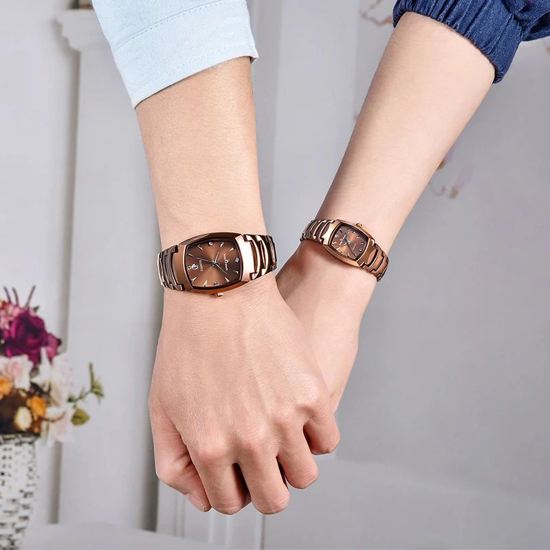 ساعات الموضة للرجال والنساء تاريخ التقويم على مدار الساعة الأزواج ساعات المعصم الأعمال الكوارتز زوجين مجموعات الساعات الهدايا