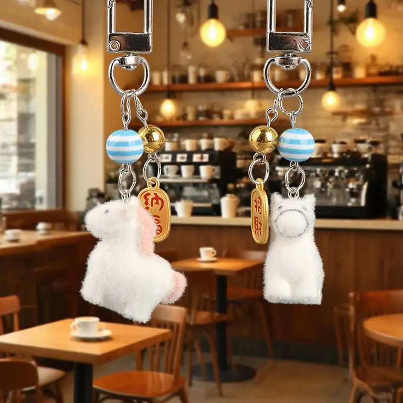 لطيف الكرتون يتدفقون الحيوان ثروة الحصان المفاتيح حقيبة زودياك الحصان سيارة كيرينغ السنة الجديدة هدية سماعة قلادة الديكور #3