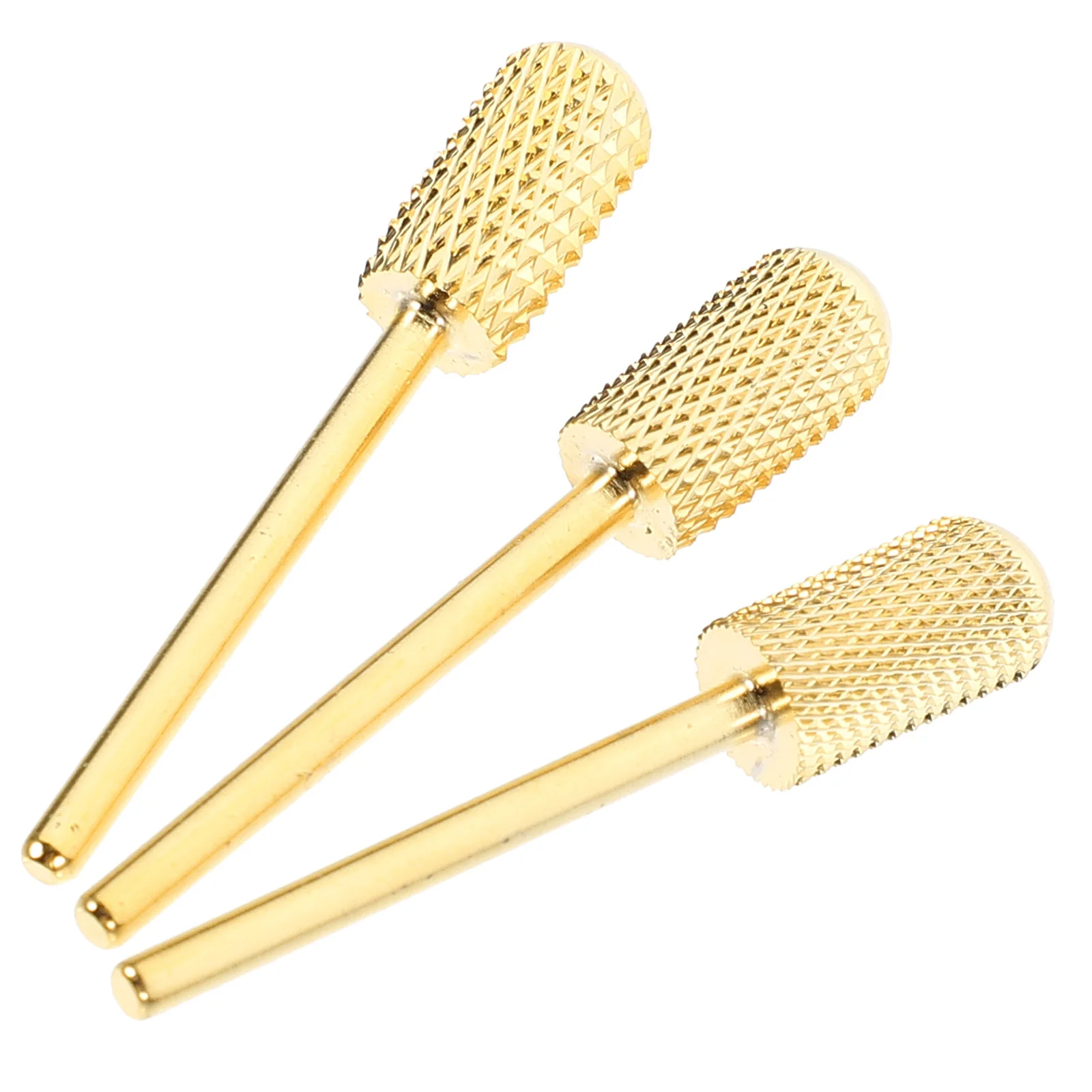 Accesorios para taladro de uñas, herramientas de acero de tungsteno dorado, brocas para uñas acrílicas y cutícula, 3 uds.