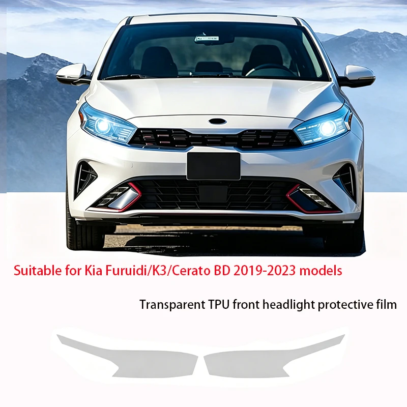 

Fit for Kia Furuidi K3 BD 2019-2023 Transparent Smoked Black TPU Front Headlight Film Anti-Scratch Pre Cut Vinyl Wrap Protect St