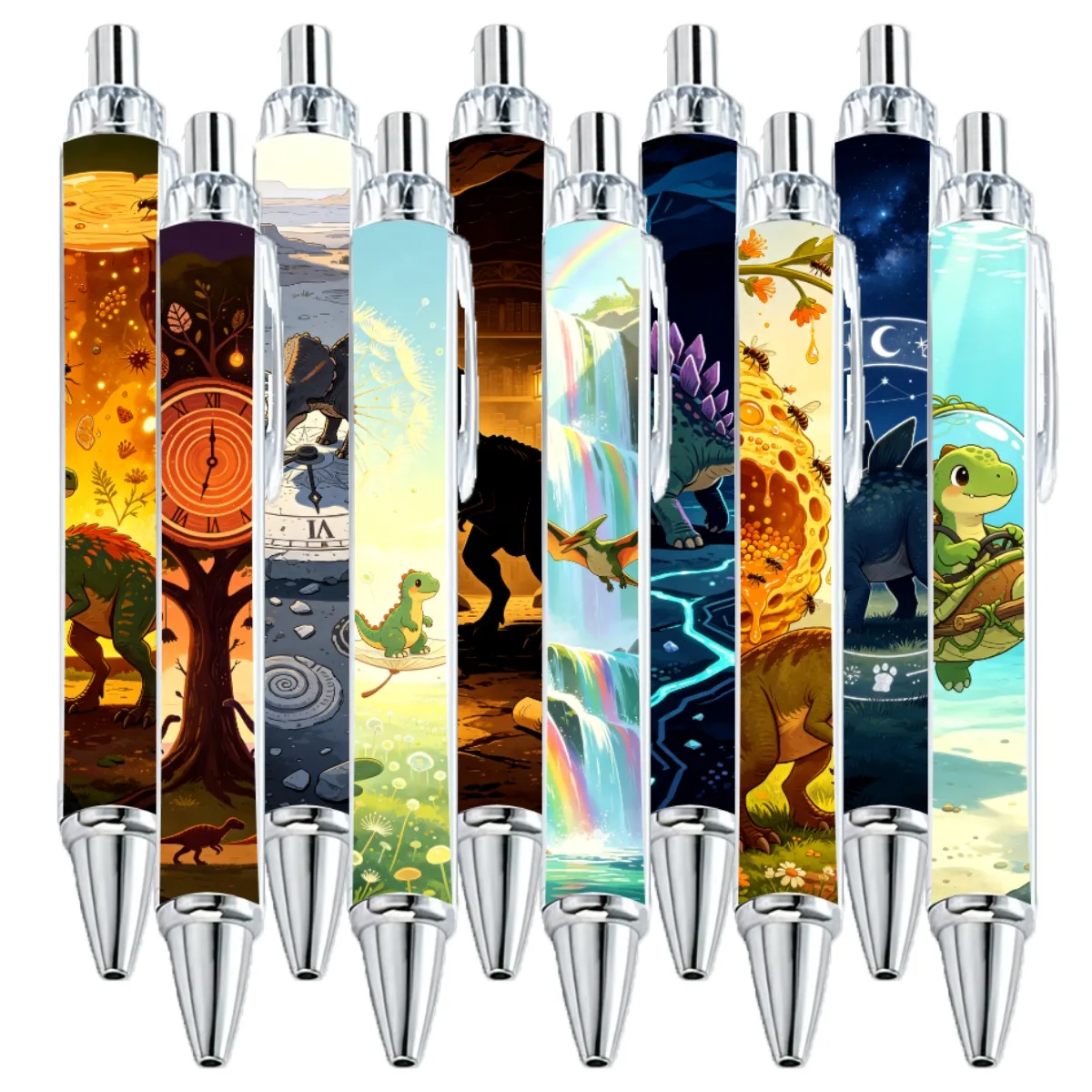 10pcs Ancient Dinosaur Ballpoint Pen Office Learning Writing Stationery
