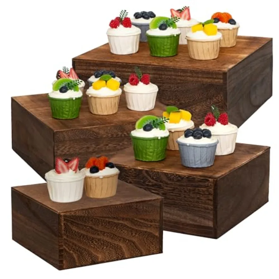 

4 деревянные подставки для тортов и кексов, 12-дюймовые квадратные деревянные подставки для демонстрации, деревянные подставки-подиумы для свадеб, дней рождения и праздников.